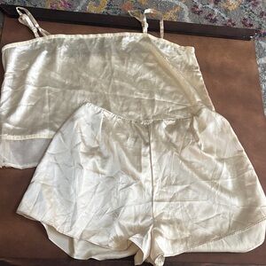 Elegant Cream Satin Sleepwear Set By Victorias Secret